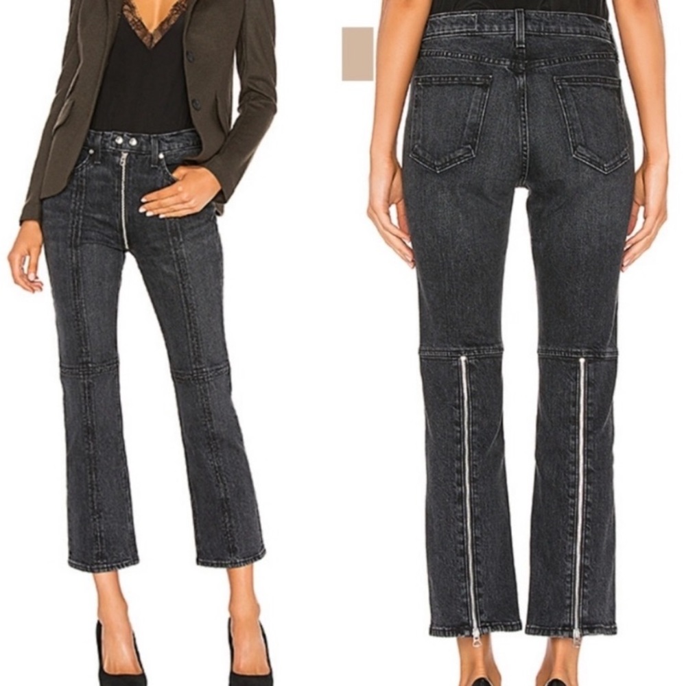 Rag & Bone, Iver Slim High‎ Rise Boot Cut Black Jeans, Size 28